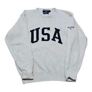 Ralph Lauren Men's Cream USA Crewneck Sweater